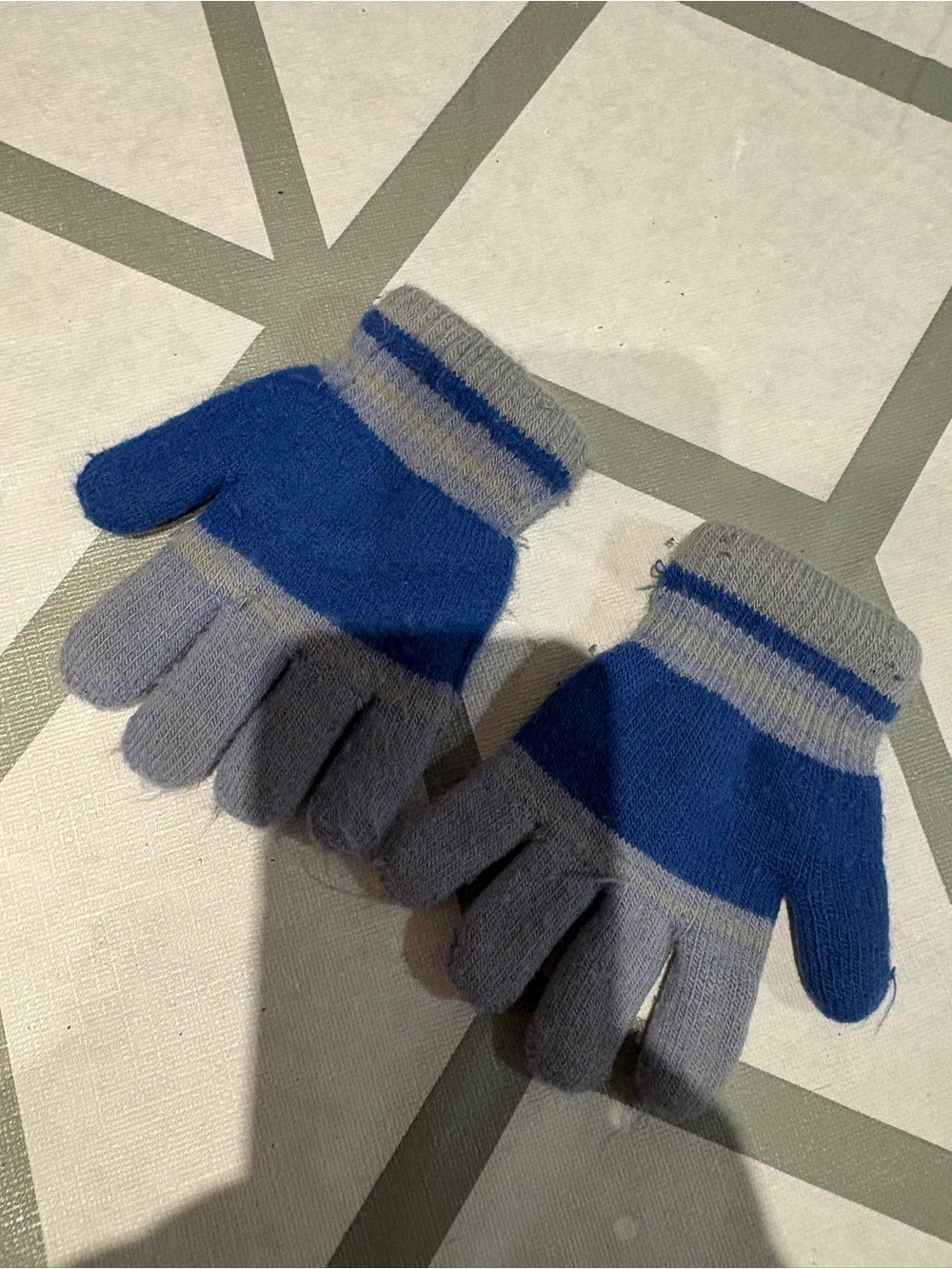 free whit purchase Blue and Gray Knit Winter Gloves